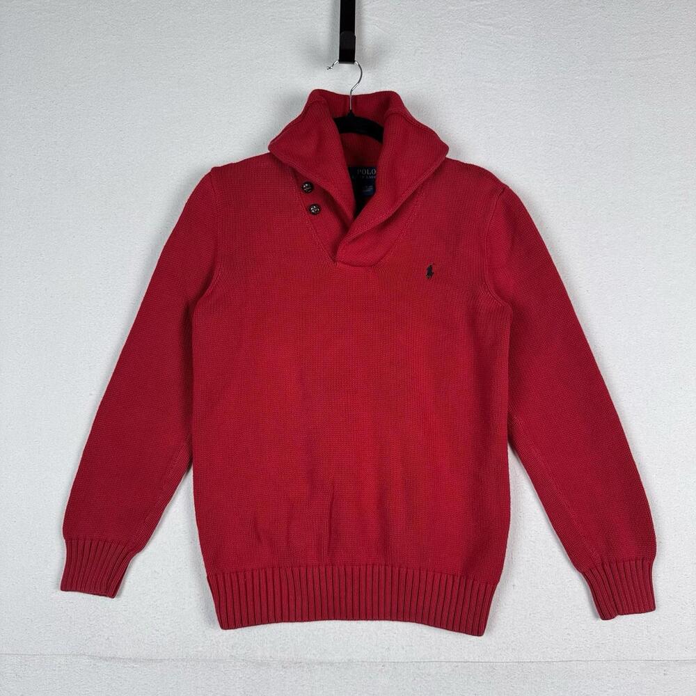 Polo Ralph Lauren Youth Red Shawl Collar Knit‎ Sweater Boy’s XL (18-20)